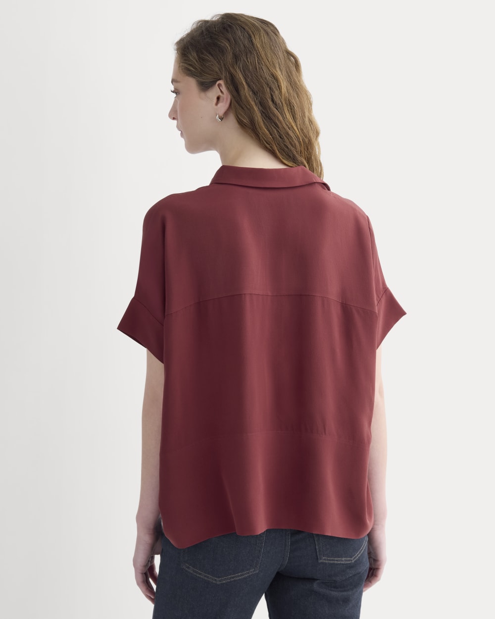 The Boxy Shirt in Washable Silk | Pomegranate - Image 5