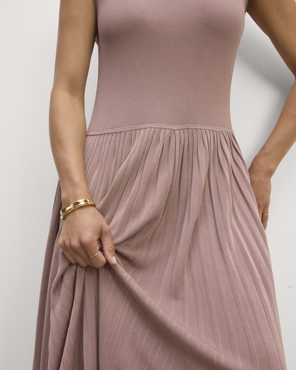 The Knit Pleated Dress | Dusty Rose - Image 4