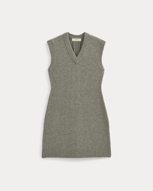 Alternative view of Sweater Mini Dress in Luxe Merino | Heathered Mid-Grey