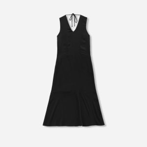 Alternative view of The Satin V-Neck Maxi Dress | Black