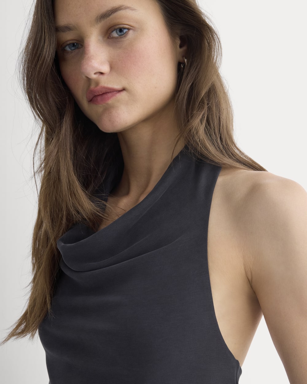 Halter Cowlneck Top in Butterknit | Black - Image 4