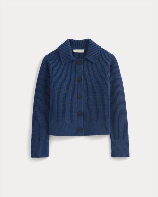 Alternative view of Shrunken Cardigan in Everyday Cotton | Estate Blue