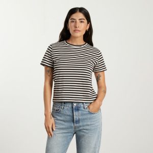 Alternative view of The Box-Cut Tee in Essential Cotton | Sandstone / Black | No Pocket