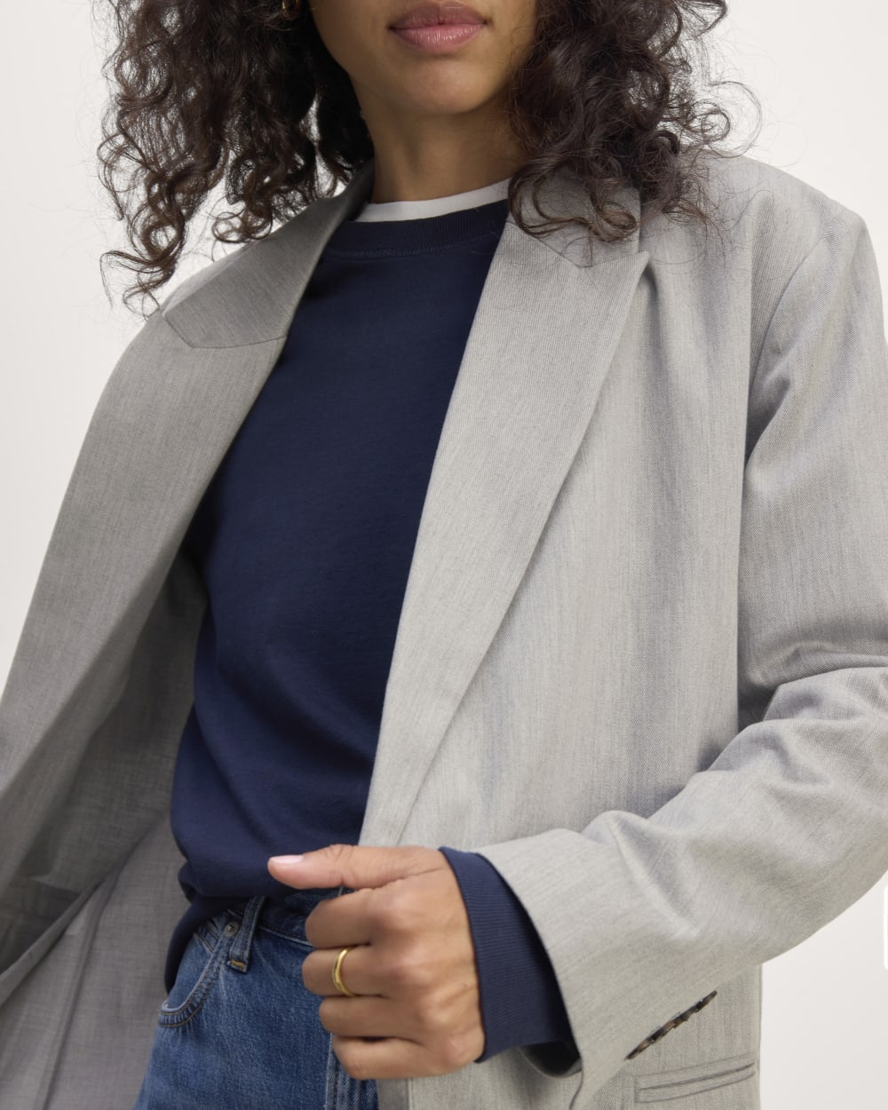 The Double-Breasted Blazer in Buttersmooth | Heather Steel - Image 5