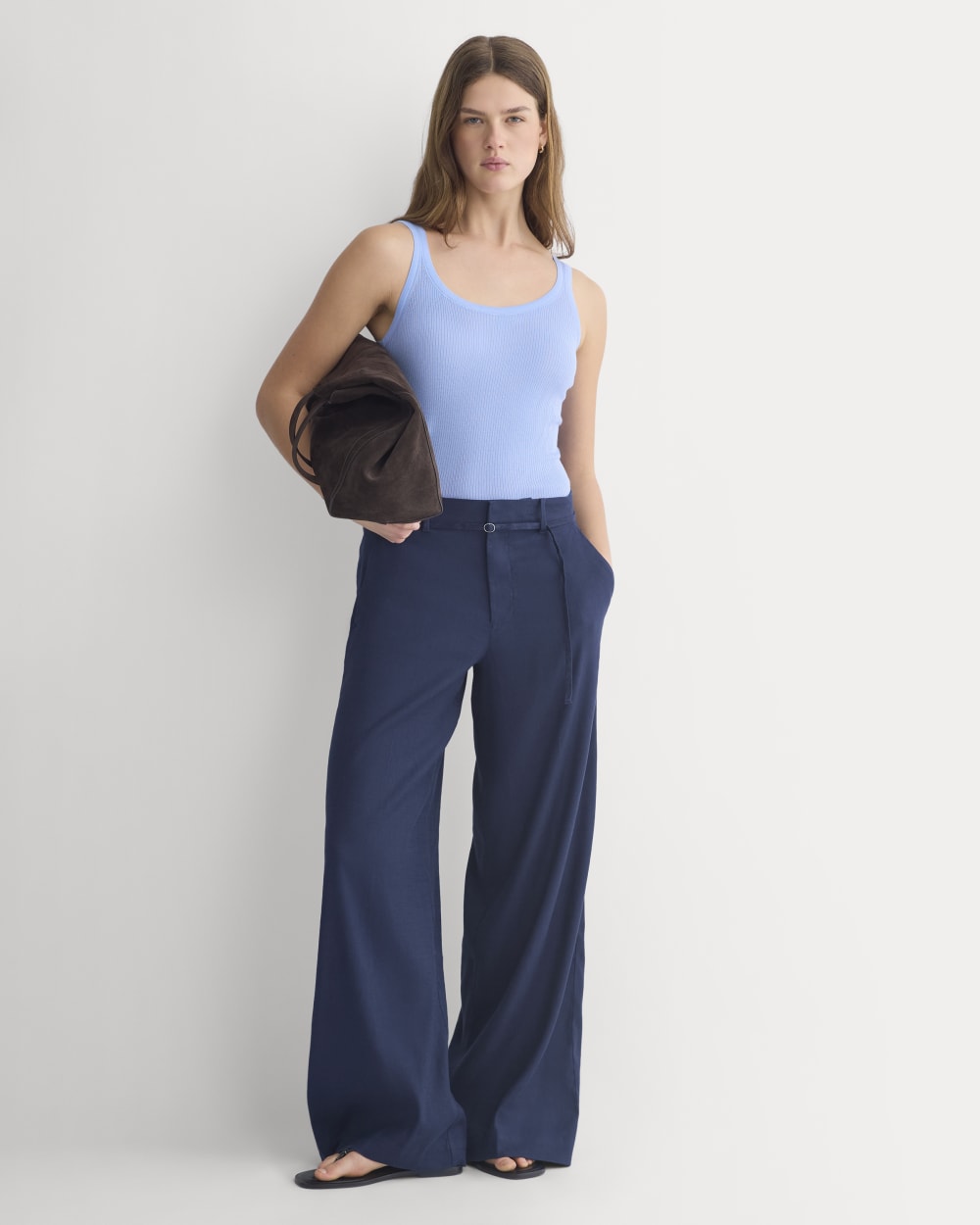 The Light Ribbed Cami in Ultrasoft Merino | Open Air Blue - Image 3