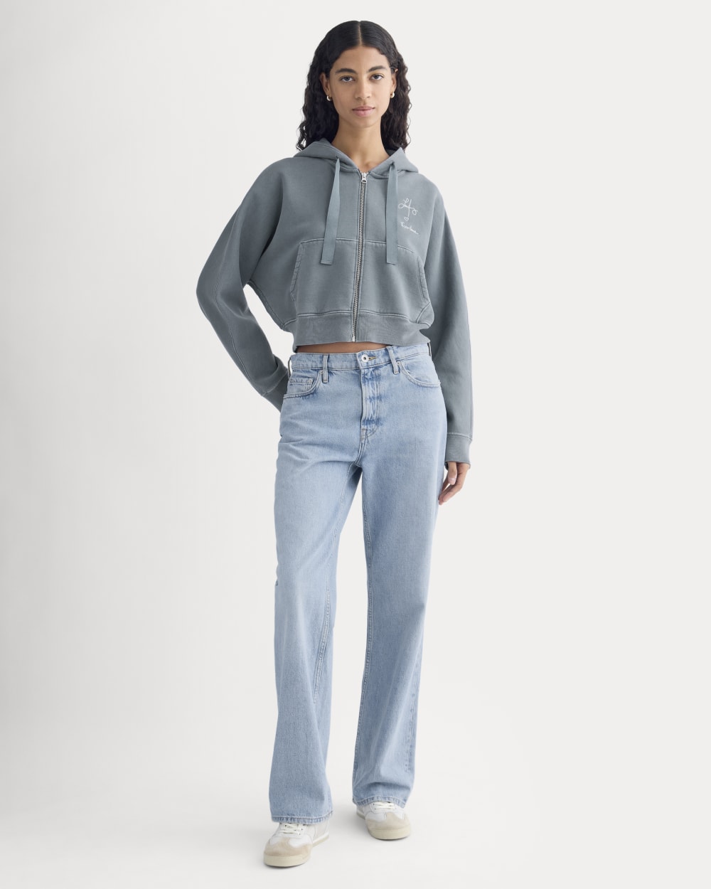 Everlane x The Laufey Foundation Cropped Full-Zip Hoodie | Vintage Indigo - Image 3