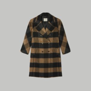 Alternative view of The Brushed Italian ReWool® Peacoat | Camel Buffalo Check