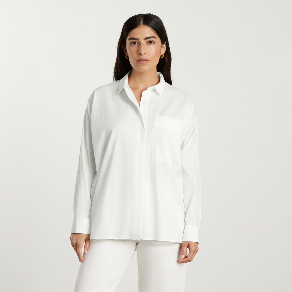 The Oversized Silky Cotton Shirt | White - Image 2