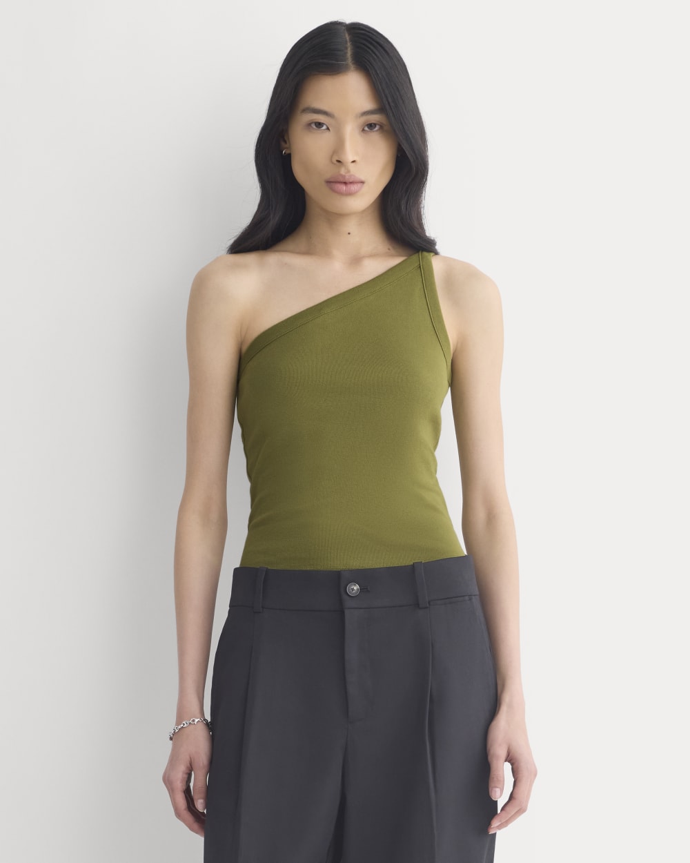 RetroSoft Cotton One-Shoulder Tank | Mayfly - Image 4