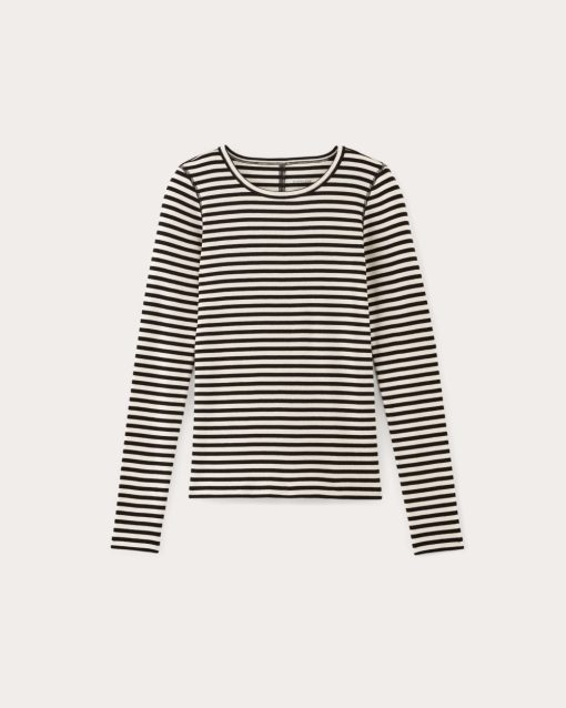 Alternative view of The Luxe Rib Long-Sleeve Crew | Bone / Black