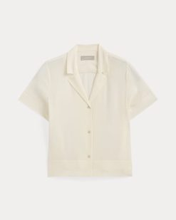 Alternative view of The Notch Shirt in Washable Silk | Off-White