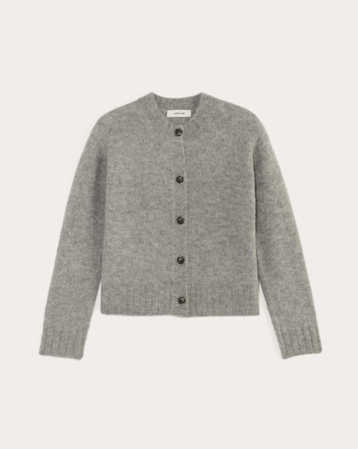 Alternative view of The Crew Cardigan in Alpaca | Heather Stone Grey