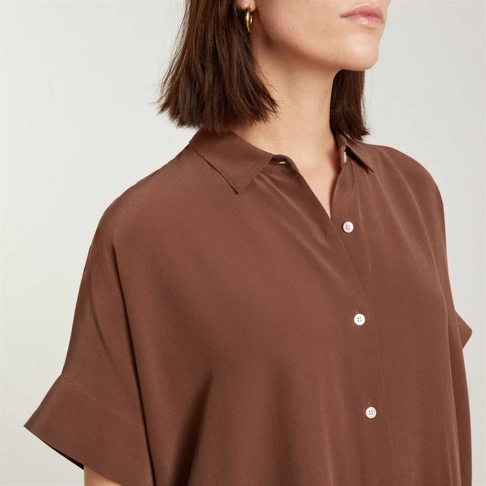 The Boxy Shirt in Washable Silk | Cinnamon - Image 5