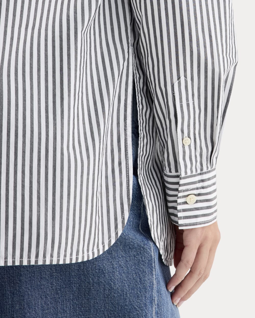 The Boyfriend Shirt in Ultrasoft Cotton | Optic White / Black - Image 4