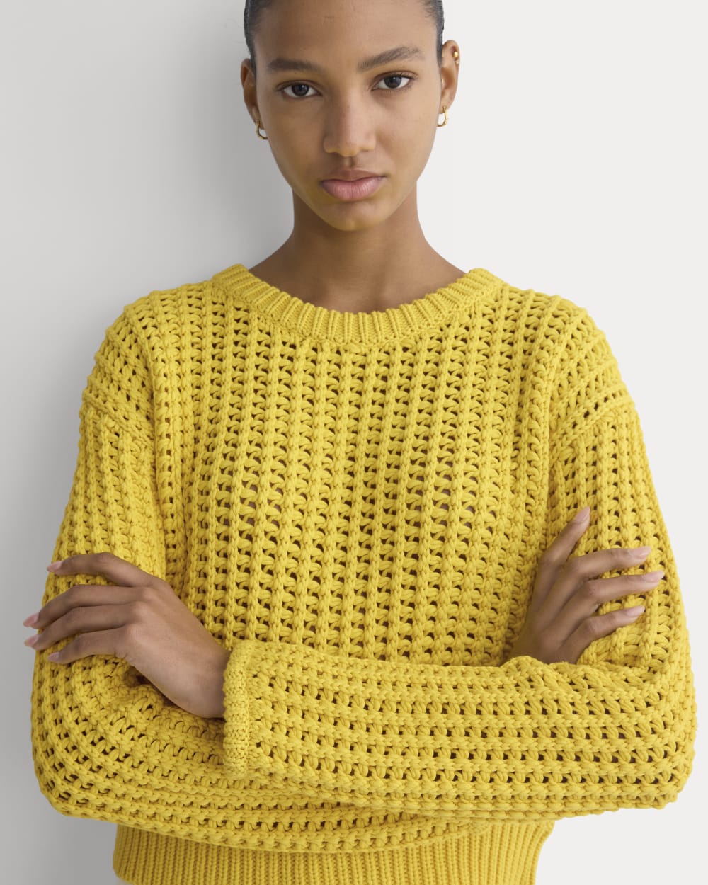 Open-Knit Crew in Elevated Cotton | Passion Fruit - Image 4