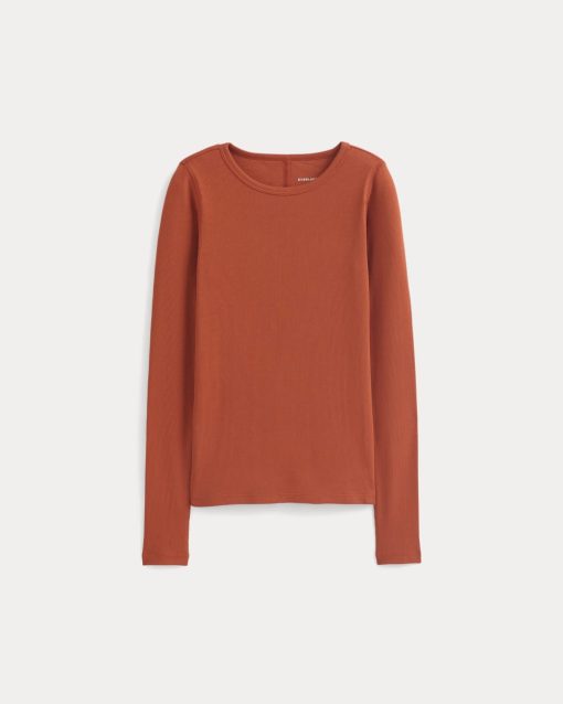 Alternative view of The Luxe Rib Long-Sleeve Crew | Rust
