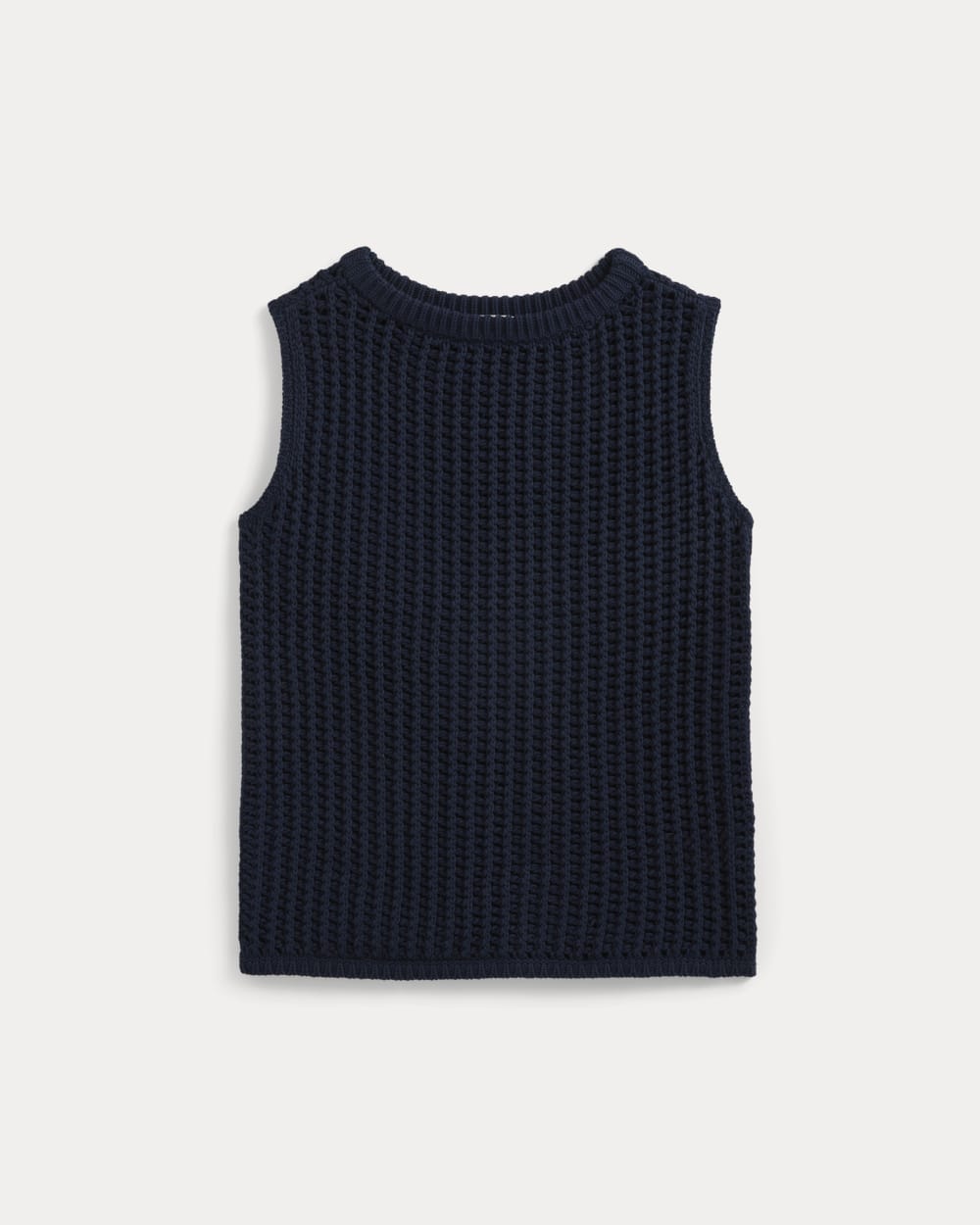 Open-Knit Tunic Vest in Elevated Cotton | Navy - Image 2