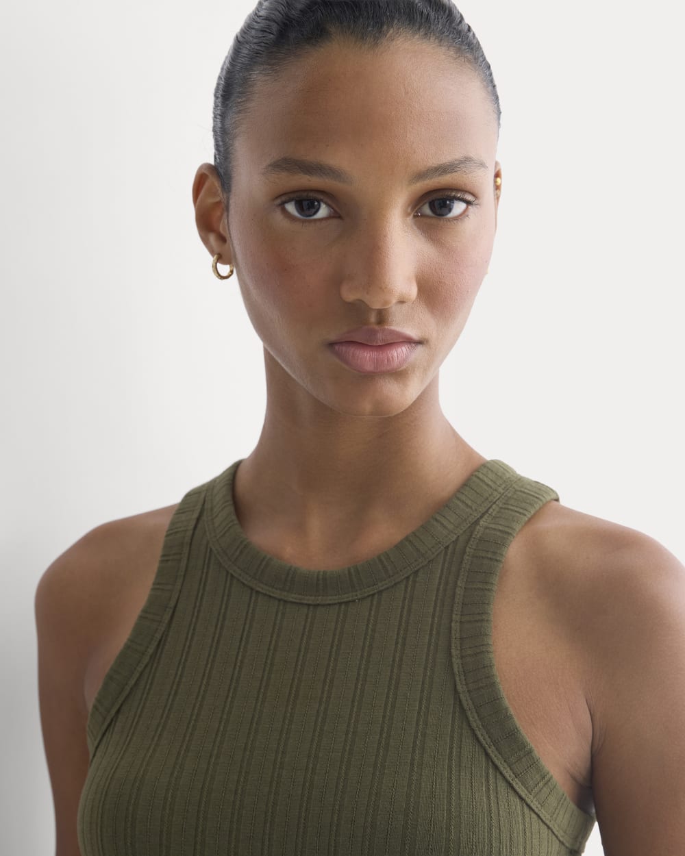 Racerback Tank in Pointelle | Olive Night - Image 5