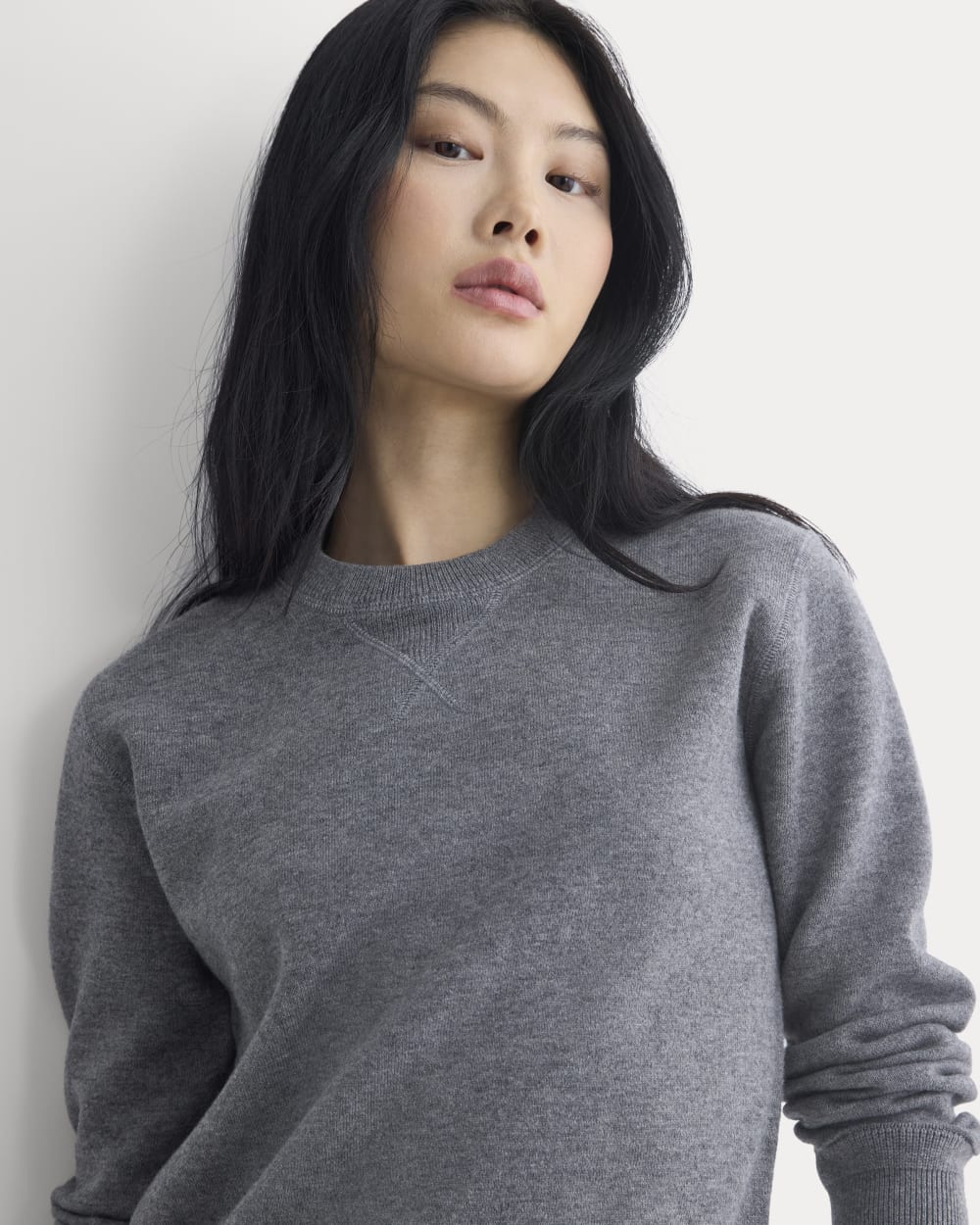 Double Knit Crew in Cotton Merino | Mid Grey/Graphite - Image 4