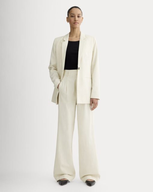 The Draper Pleated Pant in Buttersmooth | Heathered Oat | 30 Inseam