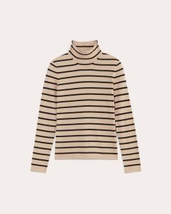 Alternative view of The Funnel Neck in Cotton Cashmere | Powder / Black