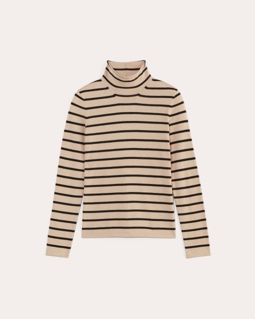 Alternative view of The Funnel Neck in Cotton Cashmere | Powder / Black