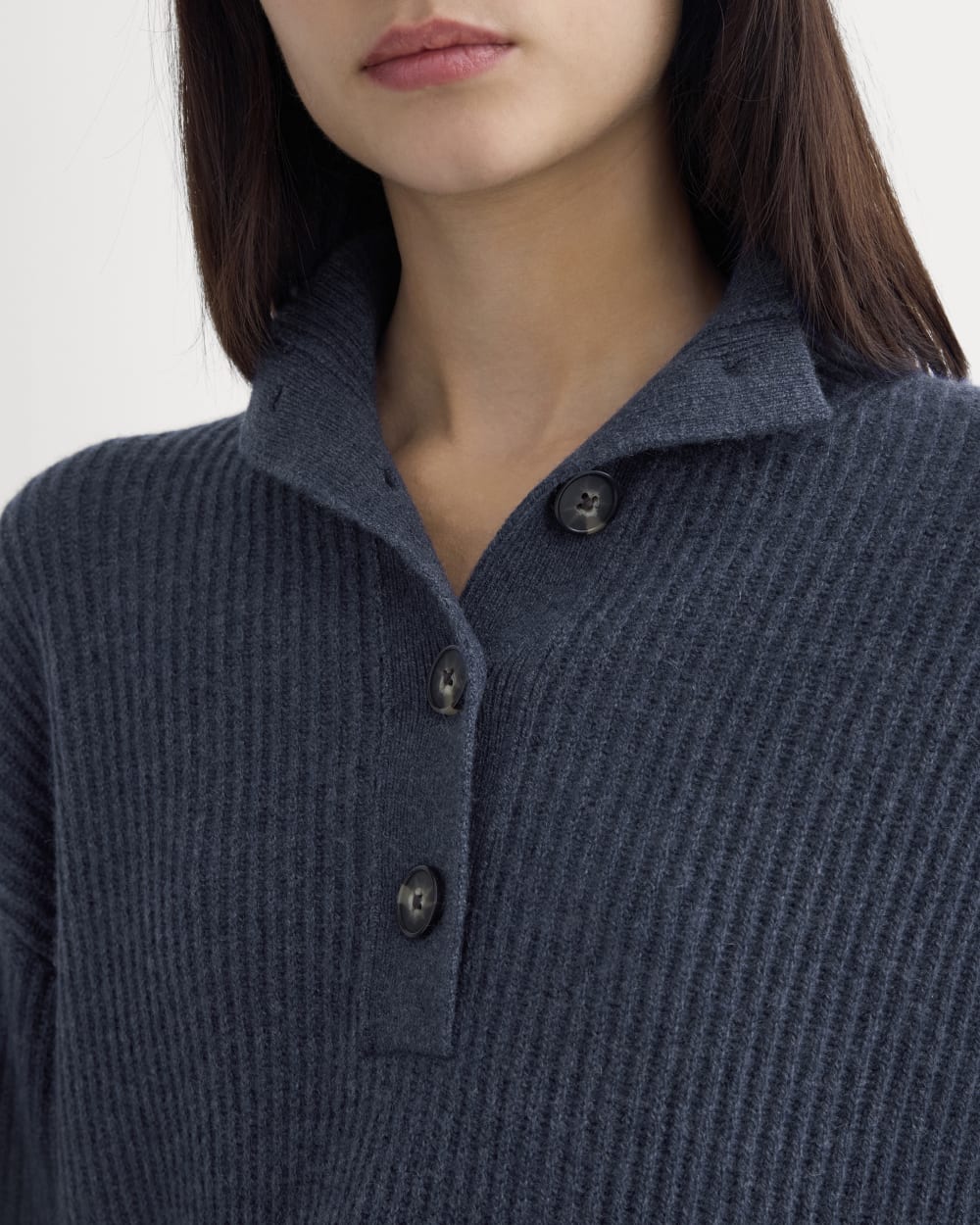 The Cocoon Henley in Wool Cashmere | Indigo - Image 4