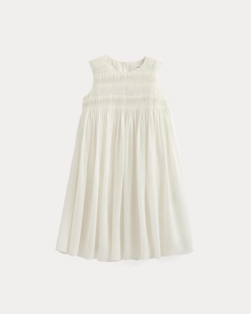 Alternative view of Twisted Pleated Mini Dress in Silk Georgette | Bone