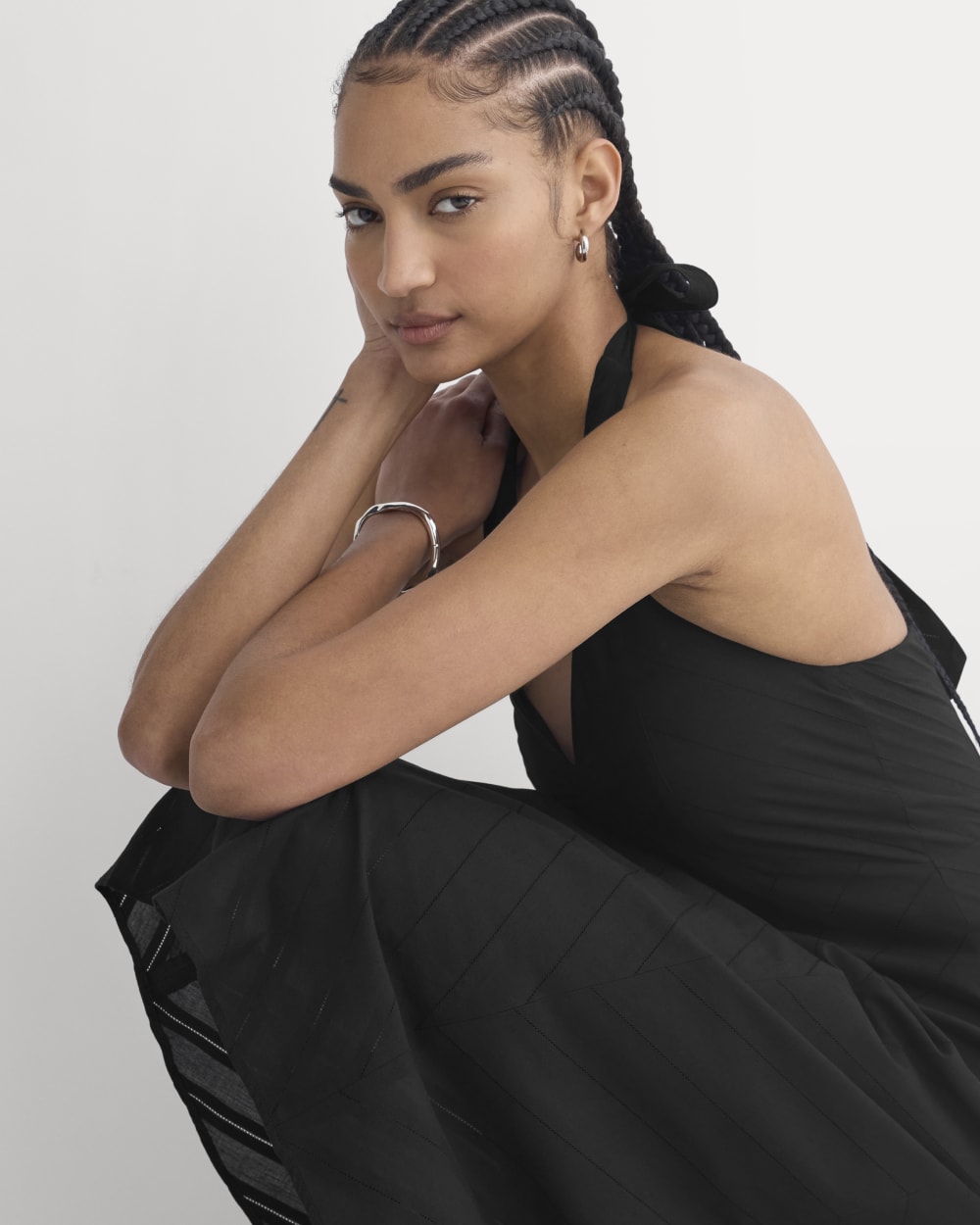 Textured Halter Midi Dress | Black - Image 4