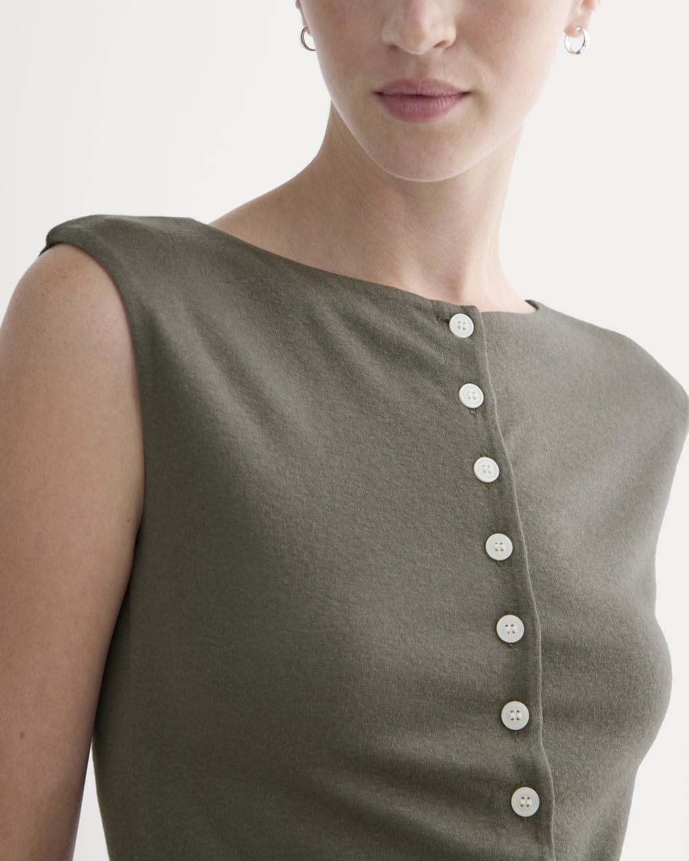 Sleeveless Button-Up in Butterluxe | Taupe - Image 4