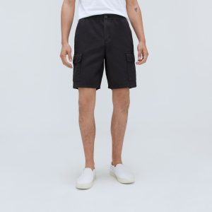 Alternative view of The Cotton Linen Short | Black
