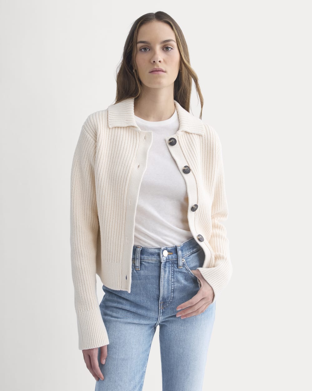 Shrunken Cardigan in Everyday Cotton | Canvas - Image 4