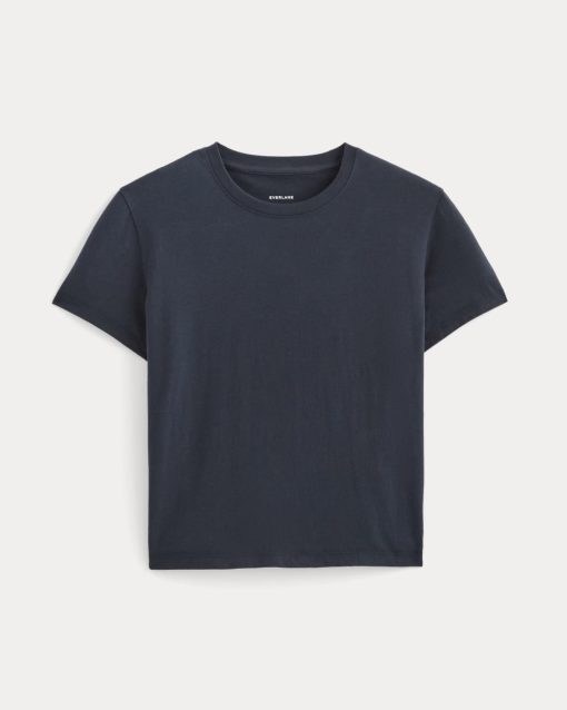 Alternative view of The Box-Cut Tee in Essential Cotton | Navy | No Pocket
