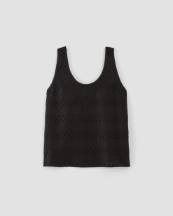 Alternative view of The Linen Eyelet Scoop-Neck Tank | Black Eyelet