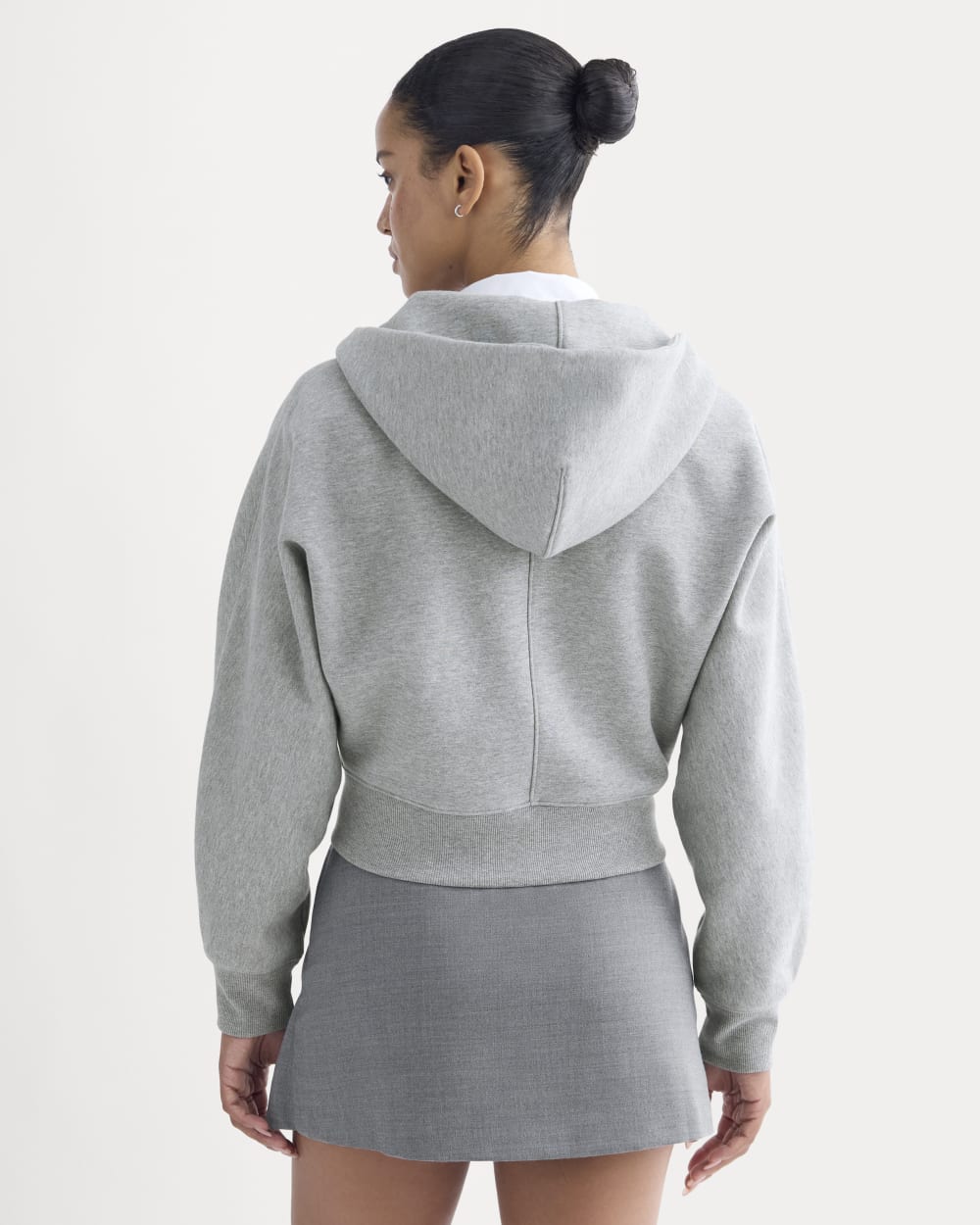 Luxe Fleece Full-Zip Cropped Hoodie | Vintage Heather Grey - Image 5