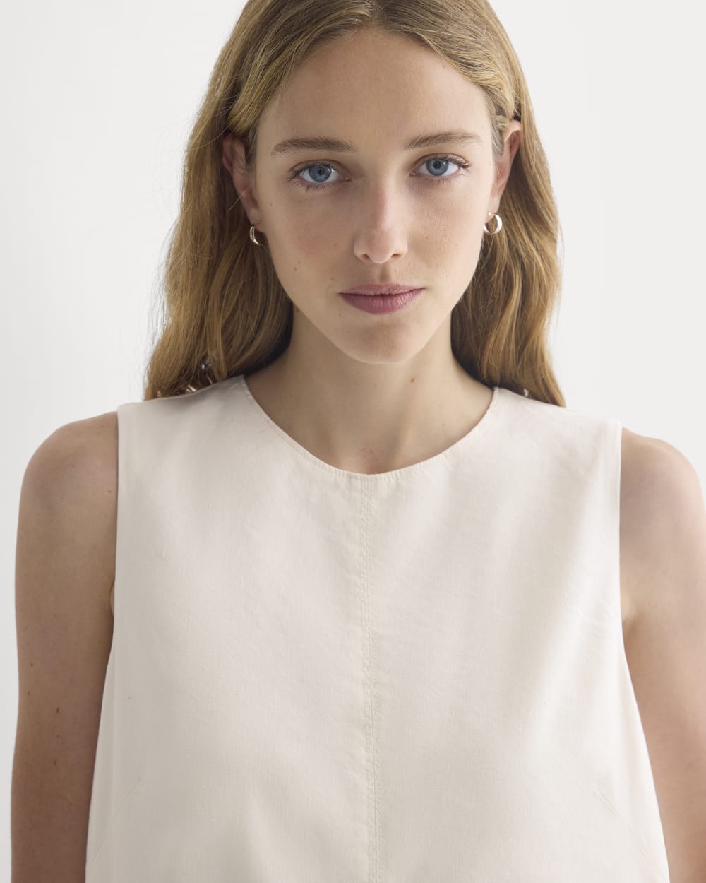 The Shift Dress in Stretch Linen | Bone - Image 4