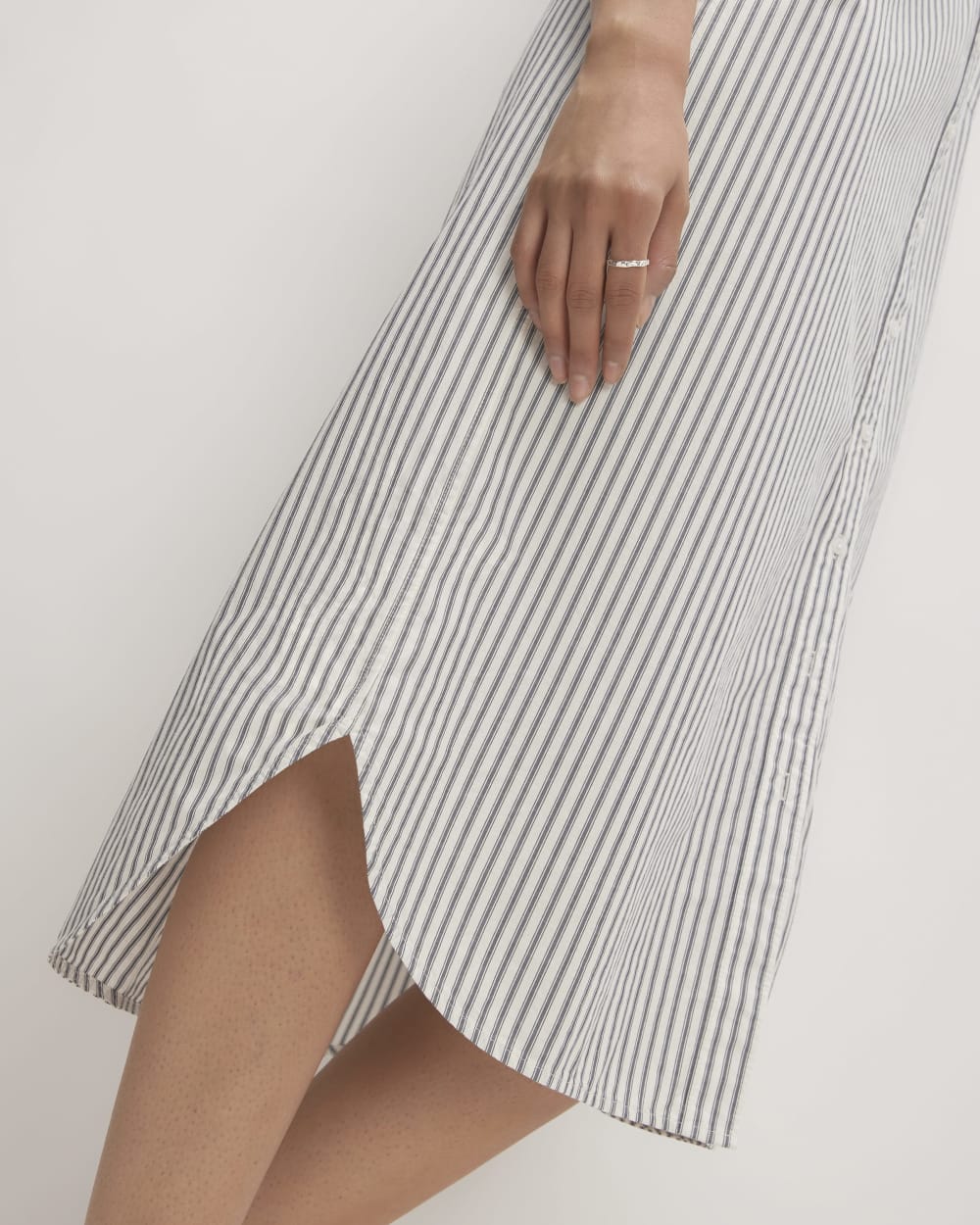 The Midi Cotton Shirt Dress | Bone/Navy - Image 5