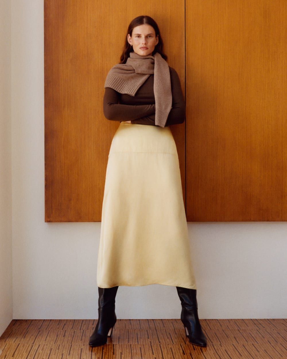 The Hammered Satin Slip Skirt | Raffia - Image 7
