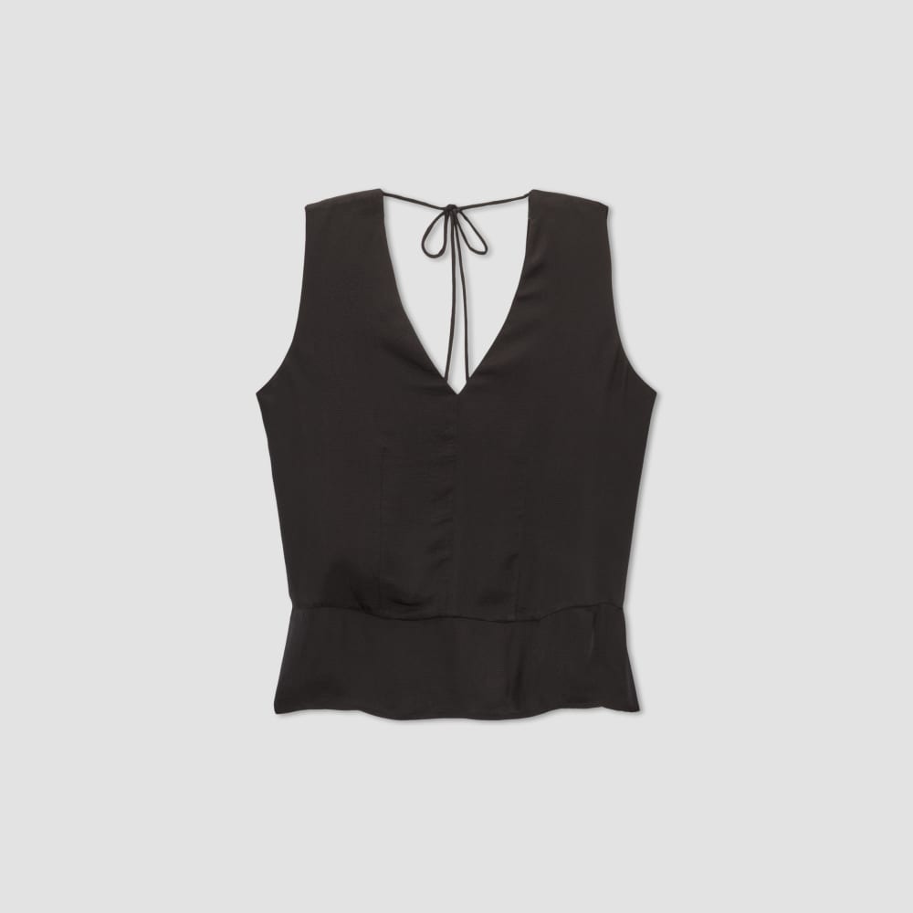 The Satin V-Neck Top | Black - Image 2