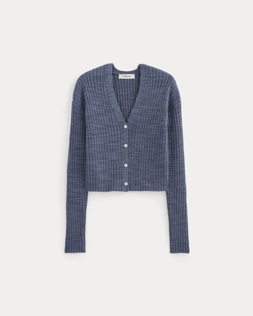 Alternative view of The Ribbed Cardigan in Cotton Linen | Indigo