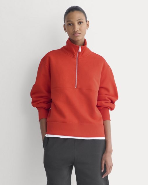 Luxe Fleece Half-Zip Sweatshirt | Fiery Red