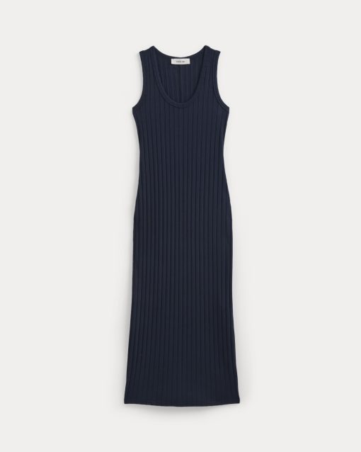 Alternative view of Scoop-Neck Midi Dress in Pointelle Knit | Deep Navy