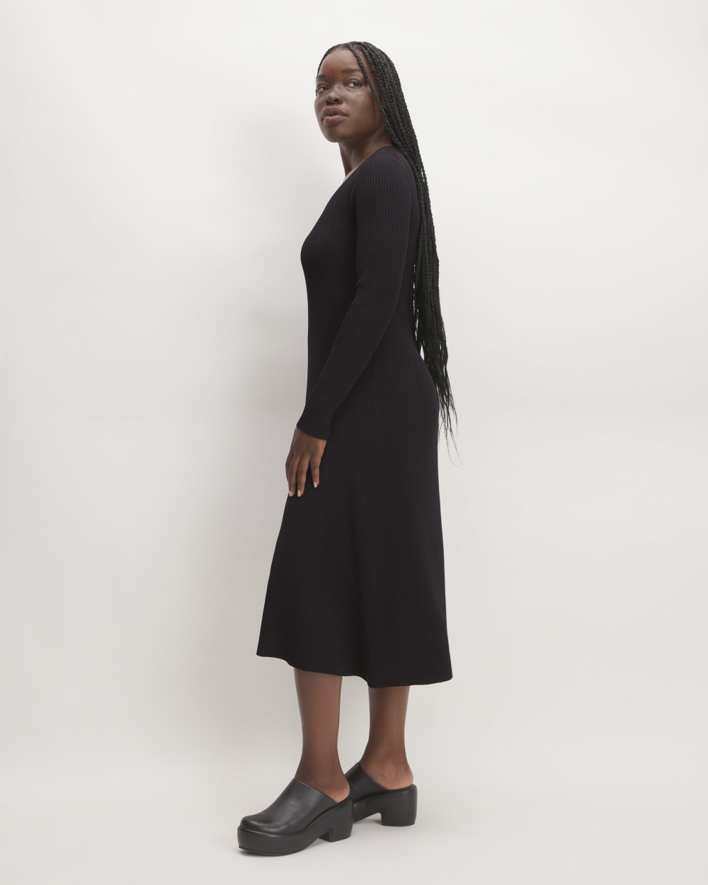 The Ribbed Scoopneck Dress | Black - Image 4