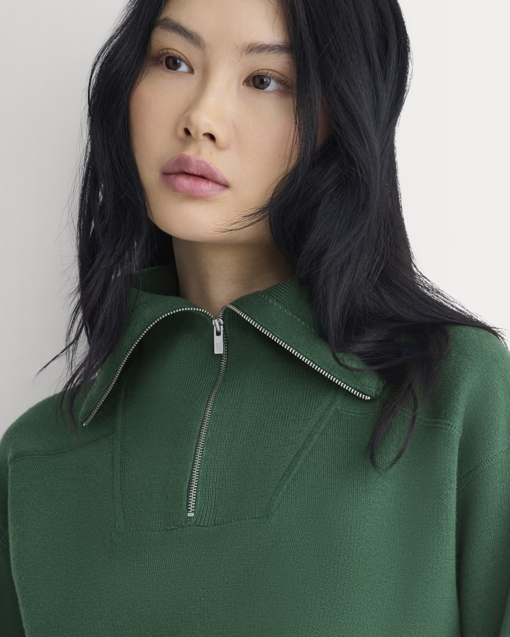 Double Knit Half-Zip in Cotton Merino | Hunter Green - Image 5