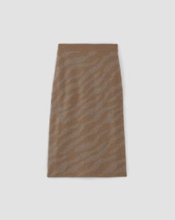 Alternative view of The Alpaca Tiger Jacquard Skirt | Camel / Medium Brown