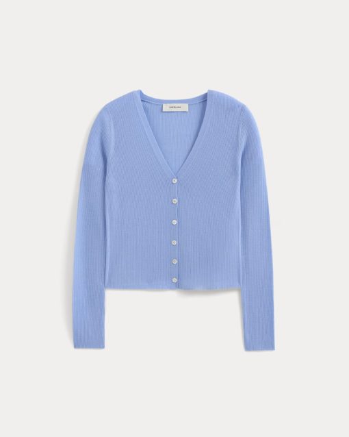 Alternative view of The Cardigan in Ultrasoft Merino | Open Air Blue