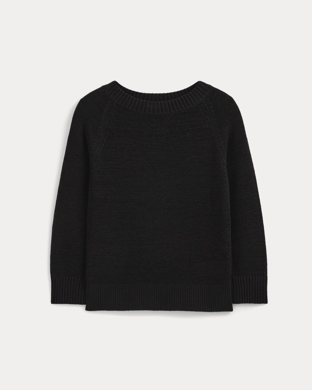 Wide-Neck Crew Sweater in Tape Yarn | Black - Image 2