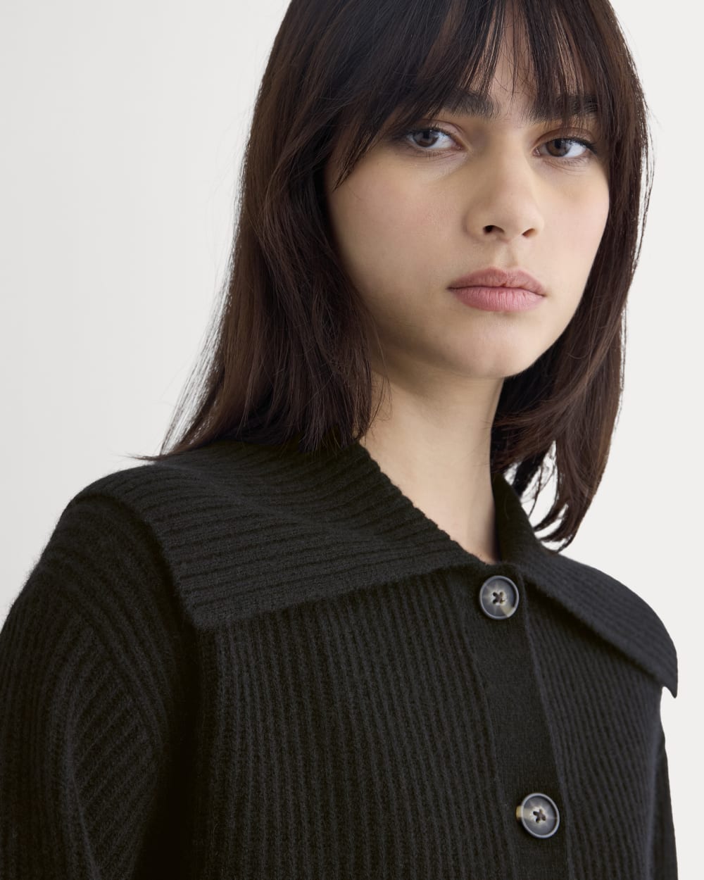 Fisherman Cardigan in Wool Cashmere | Black - Image 4