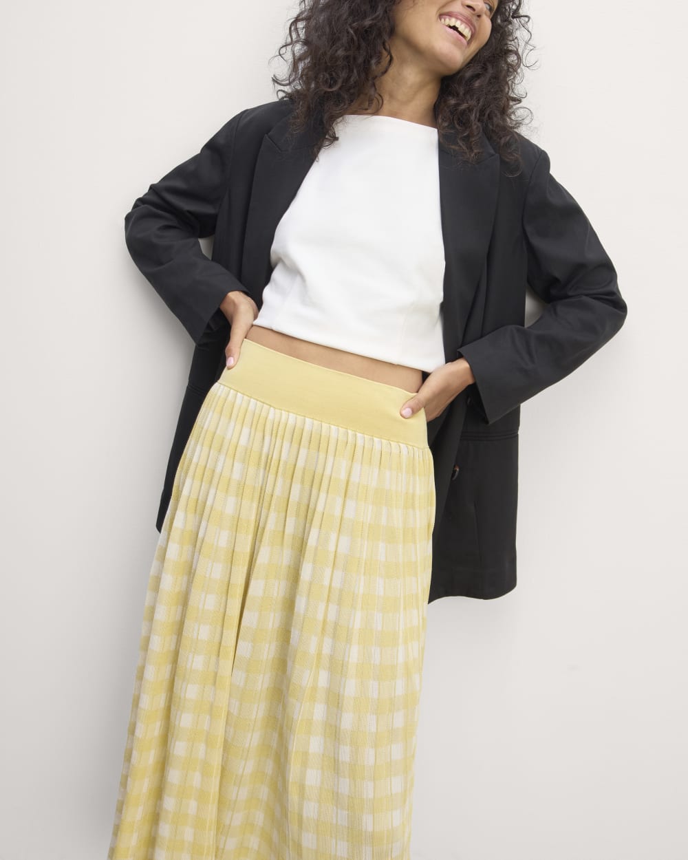The Pleated Skirt | Bone / Parsnip Gingham - Image 3