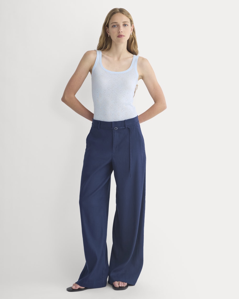 Lace-Trimmed Tank in Fine Linen | Skywriting - Image 3